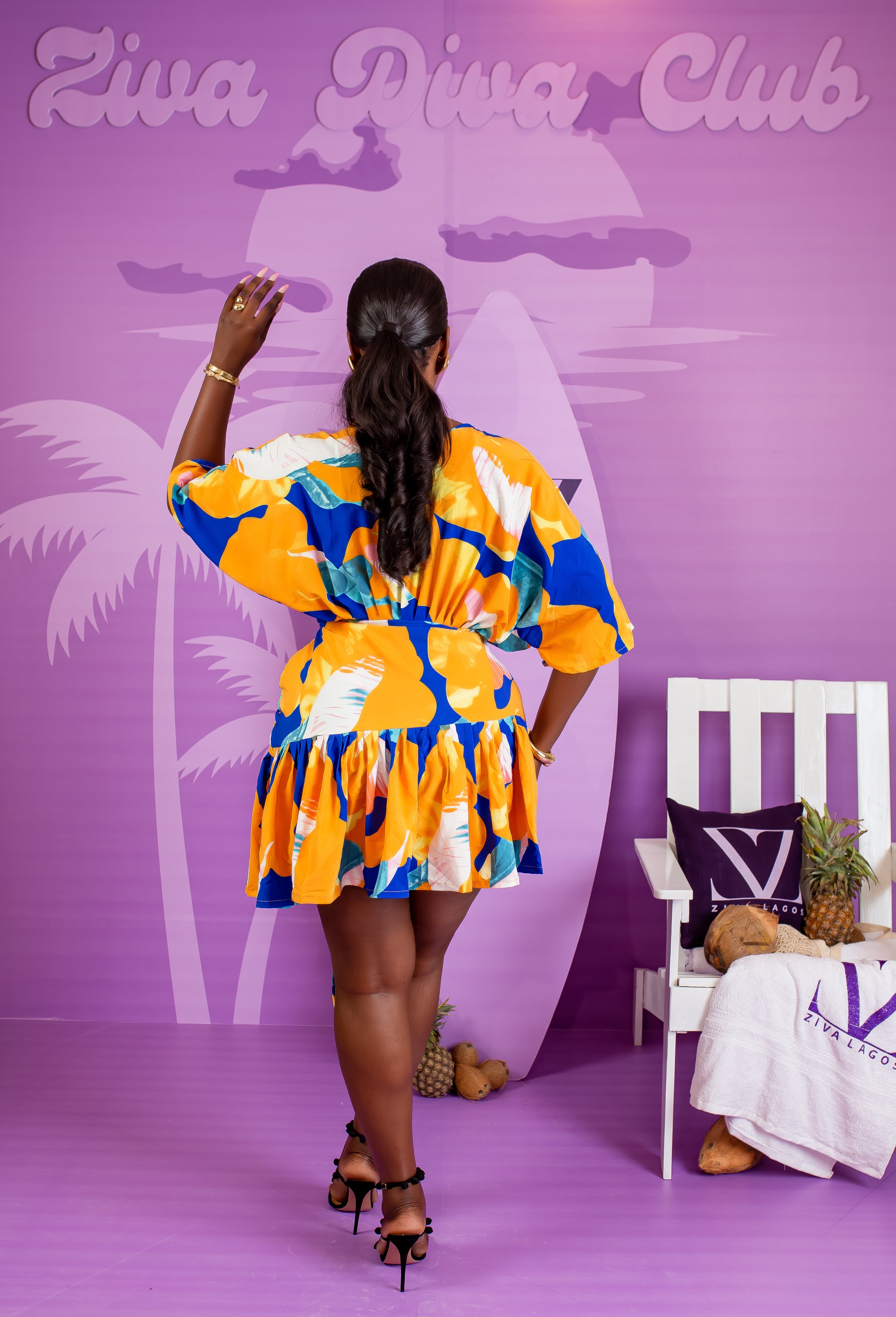 Porsha Playsuit (Orange & Blue)