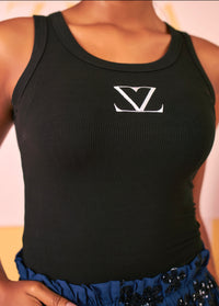 Ziva Signature Tank – Black with White Emblem