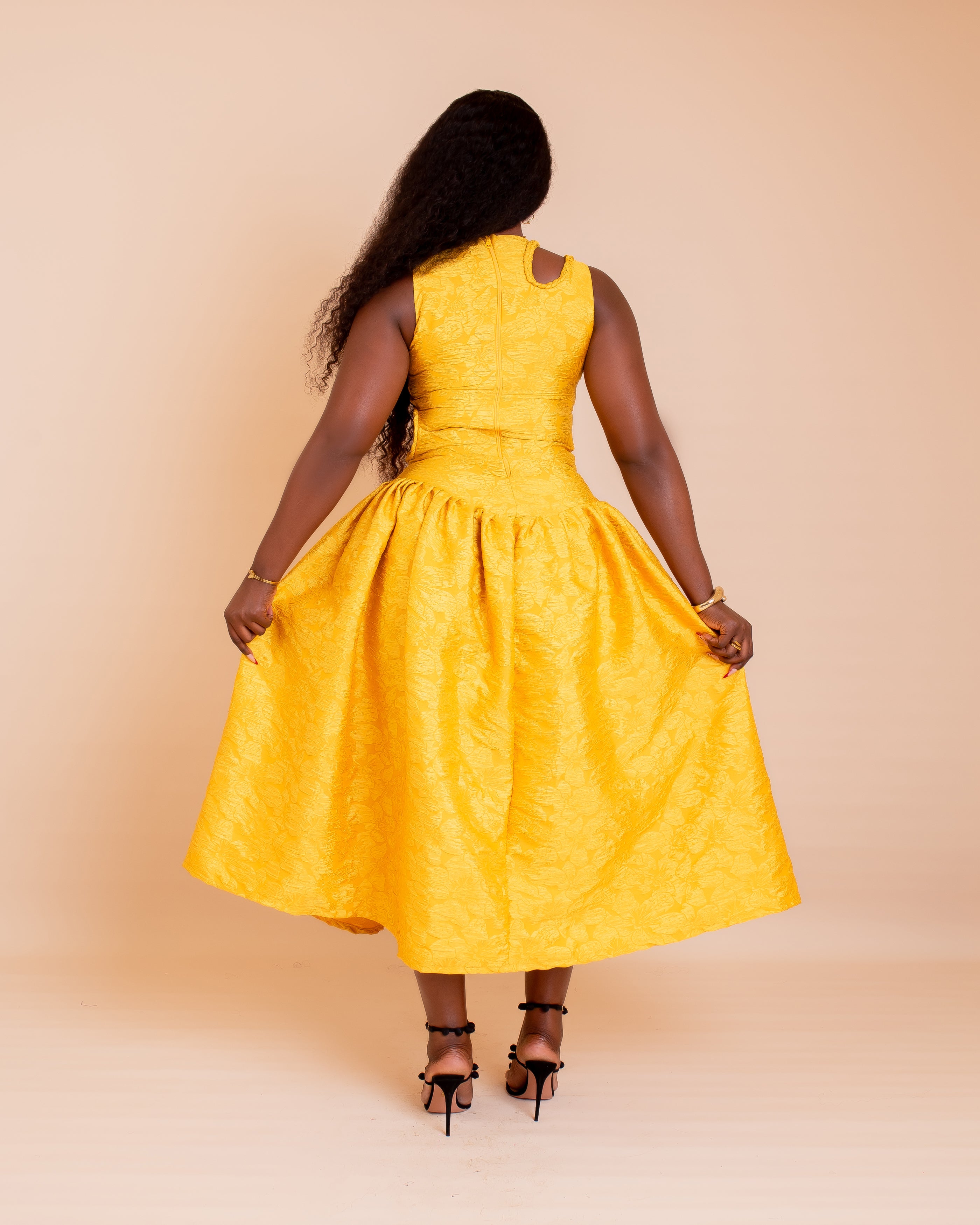 Zaraia Midi Dress (Golden Yellow )
