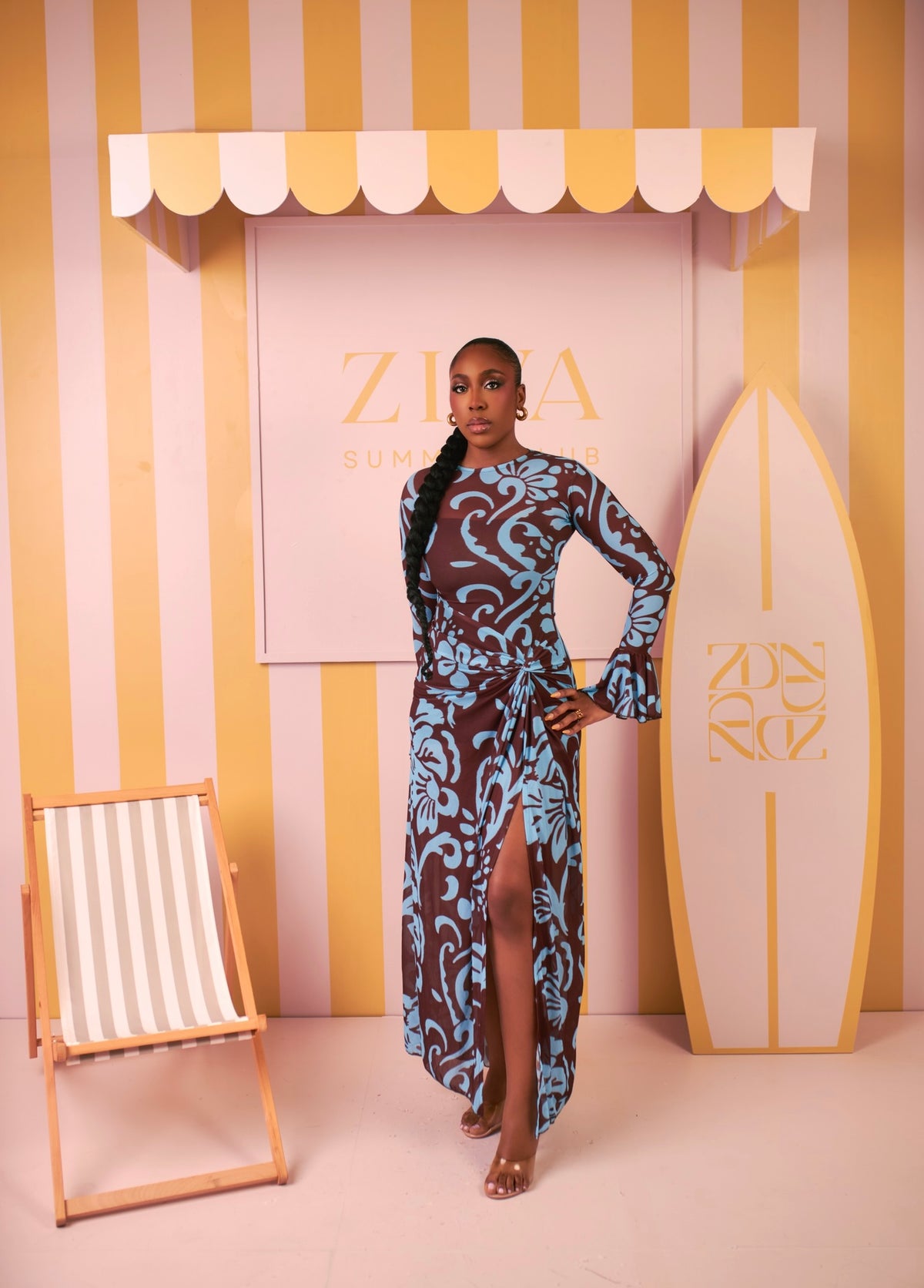 Milan Mesh Dress(Blue Crest print)