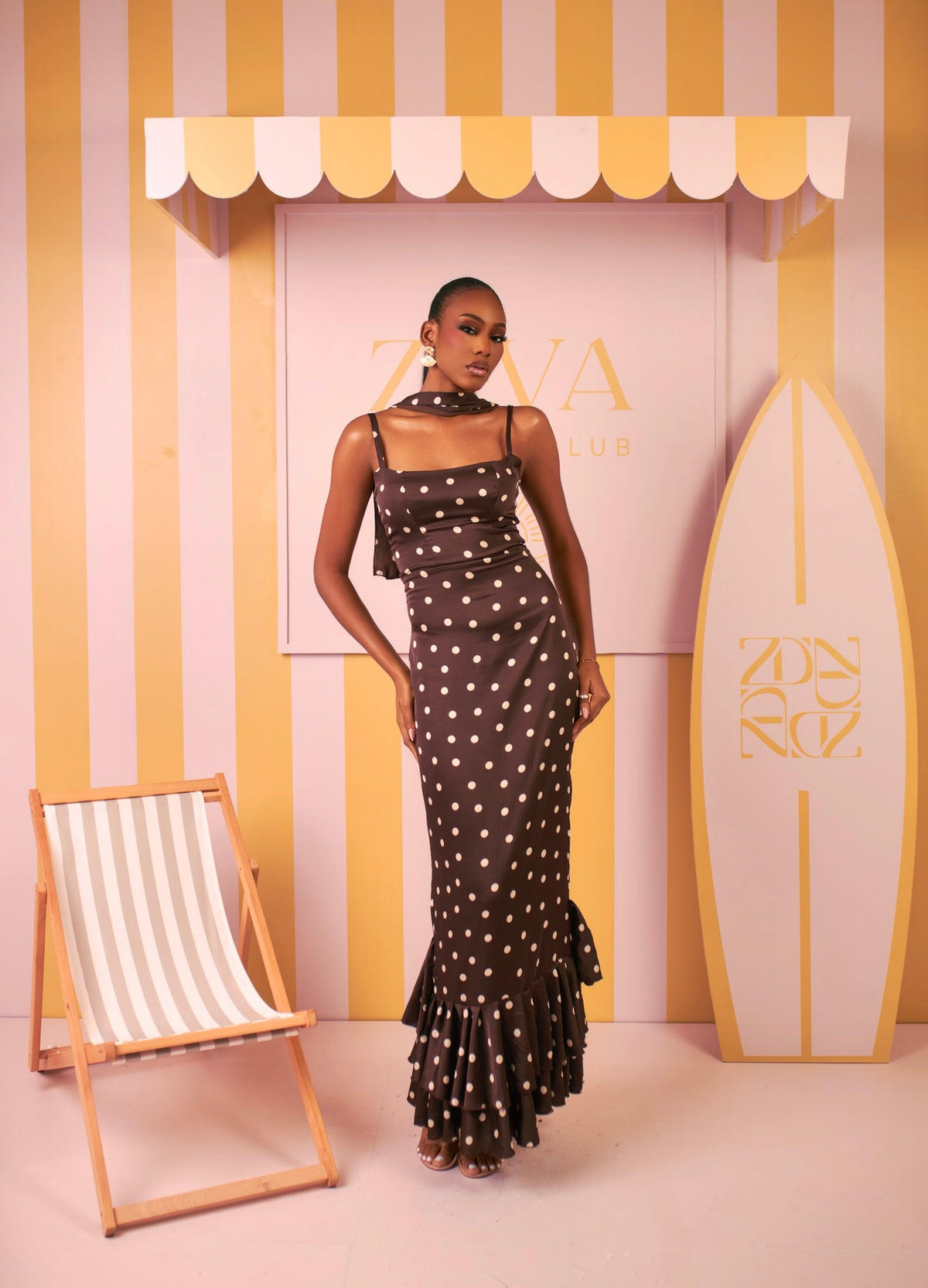 Selene Silk Dress (Mocha Dot Print)
