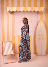 Milan Mesh Dress(Blue Crest print)