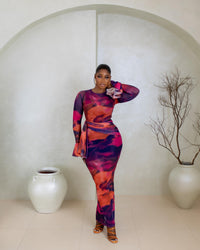 Rowena Mesh Dress (Sunset Mirage Print)