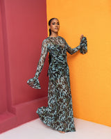 Milan Mesh Dress (Jade Mirage Print)