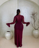 Milan Mesh Dress (Crimson Leopard Print)
