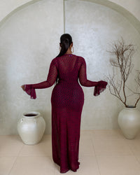 Milan Mesh Dress (Crimson Leopard Print)
