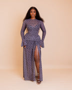 Milan Mesh Dress ( Grey Ziva Print)
