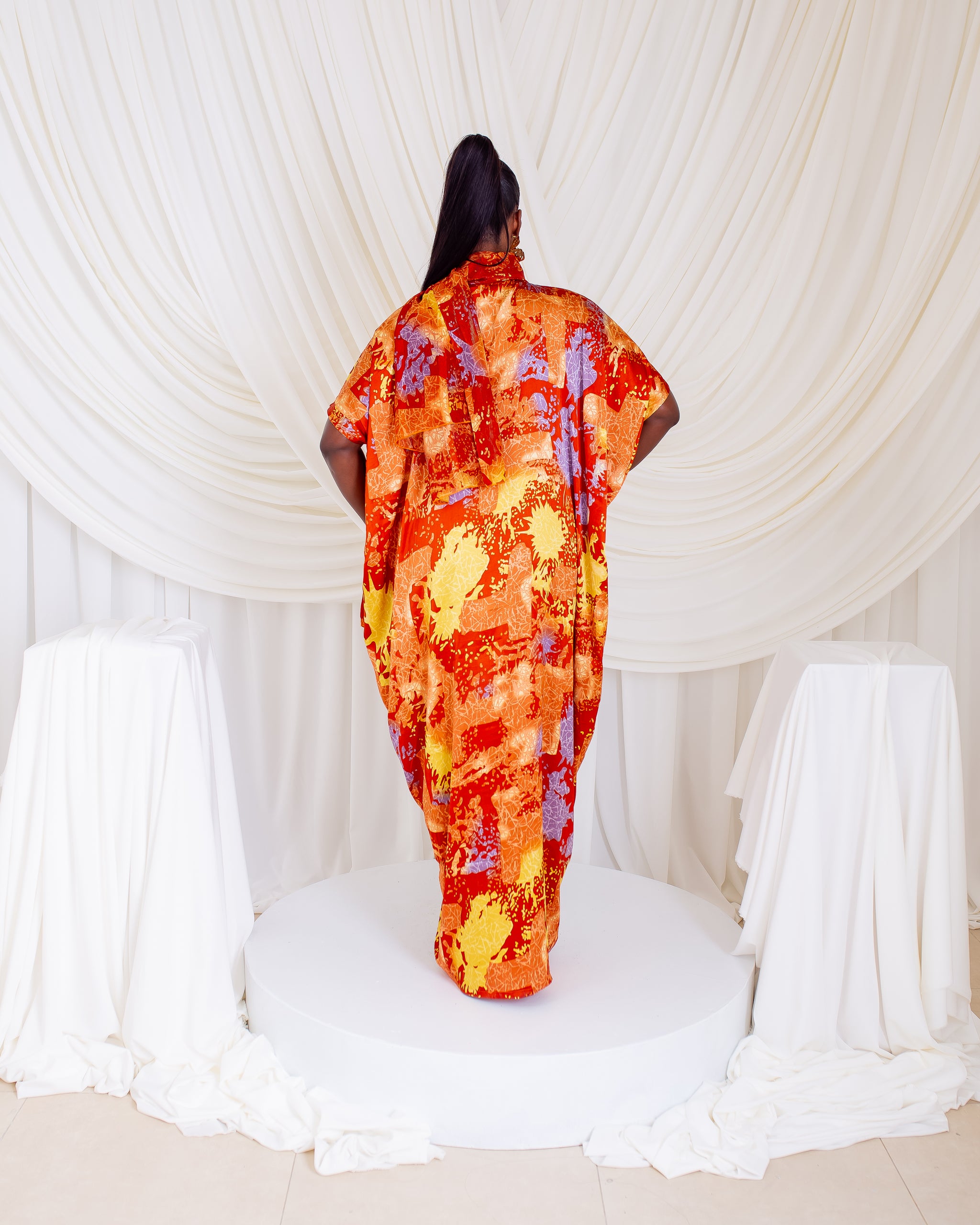 Drawstring Silk Kaftan (Sunburst Mosaic)