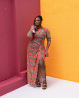 Milan Mesh Dress(Coral Mirage Print)