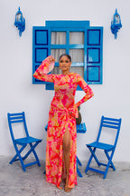 Milan Mesh Dress (Flamingo Bloom)