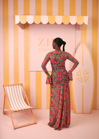 Milan Mesh Dress(Coral Mirage Print)