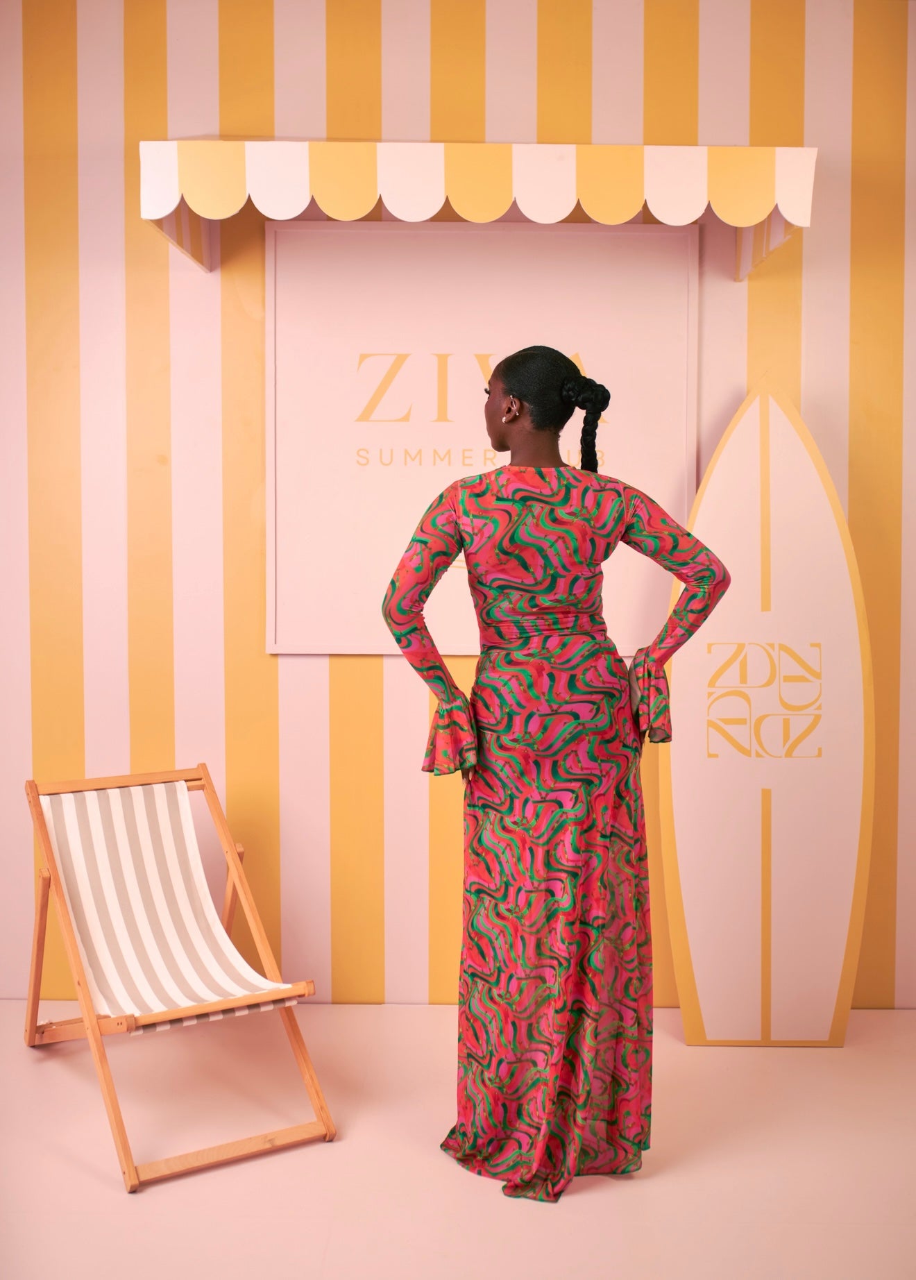 Milan Mesh Dress(Coral Mirage Print)