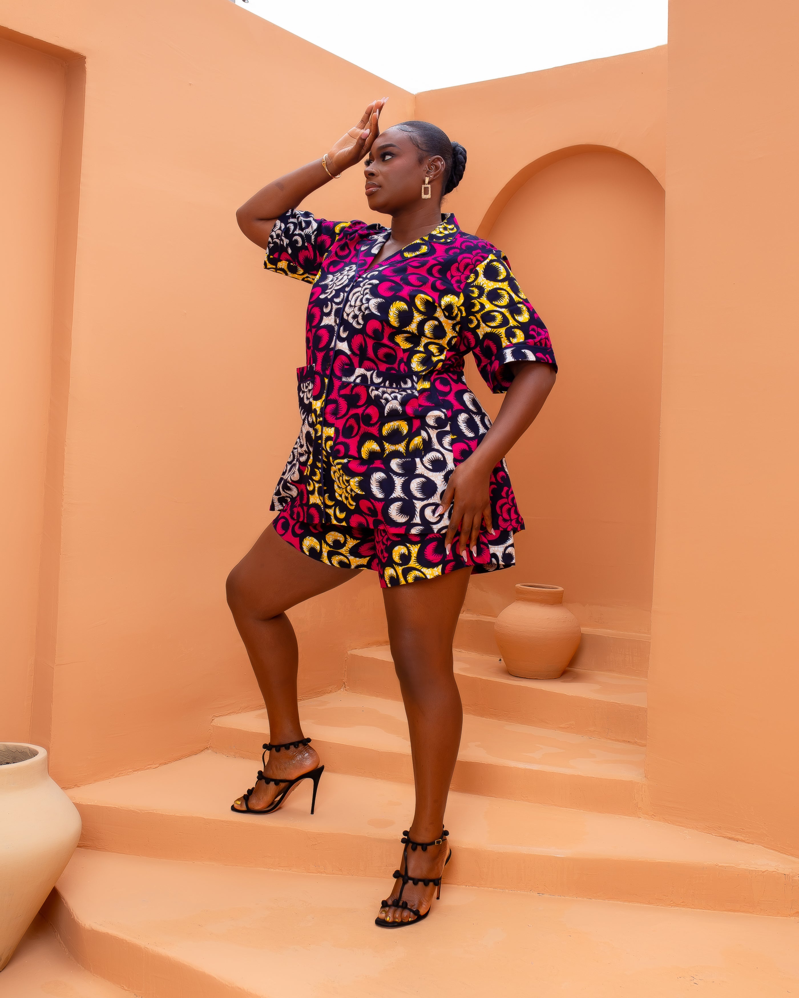 Aduke Ankara Short Set (sunset mosaic)