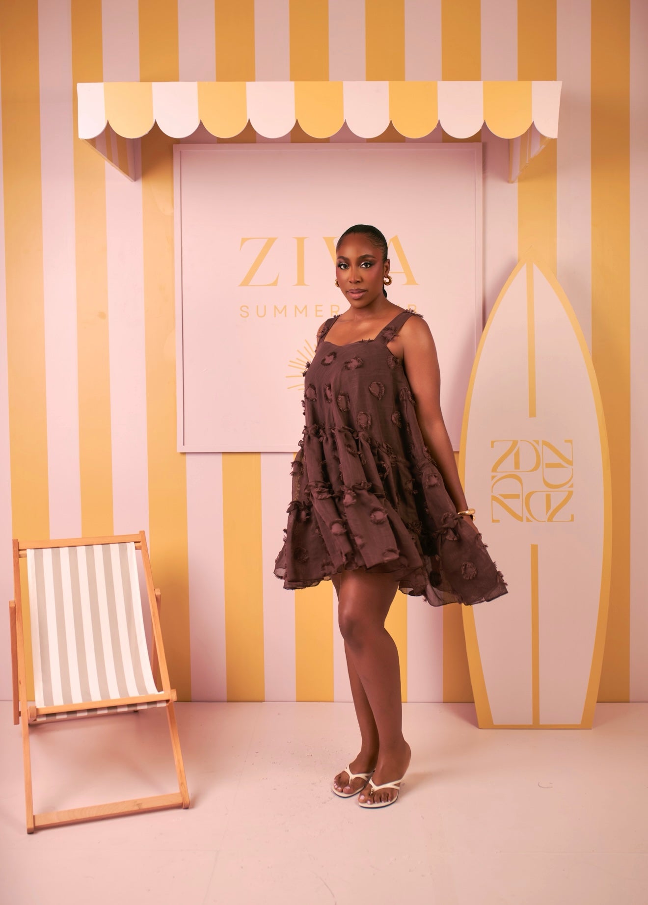 Elara Tiered Dress (Cocoa Petal Print)