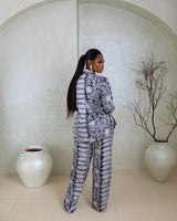 Silk PJ Set (Midnight Ripple Print)