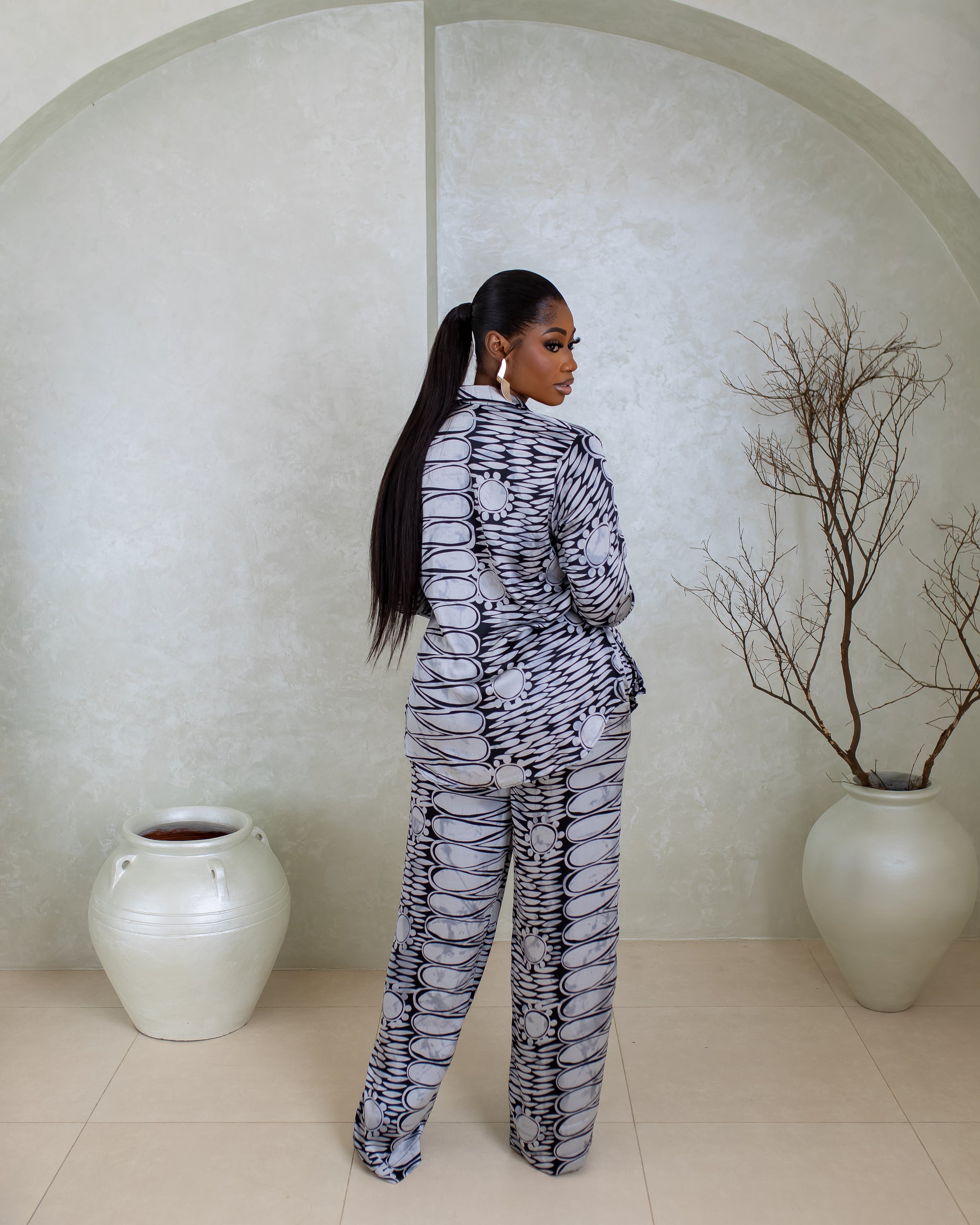 Silk PJ Set (Midnight Ripple Print)