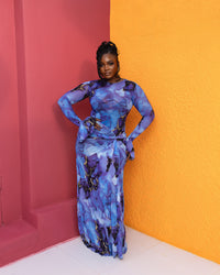 Milan Mesh Dress (Marble Print)