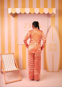 Silk PJ Set (Coral Current Print)