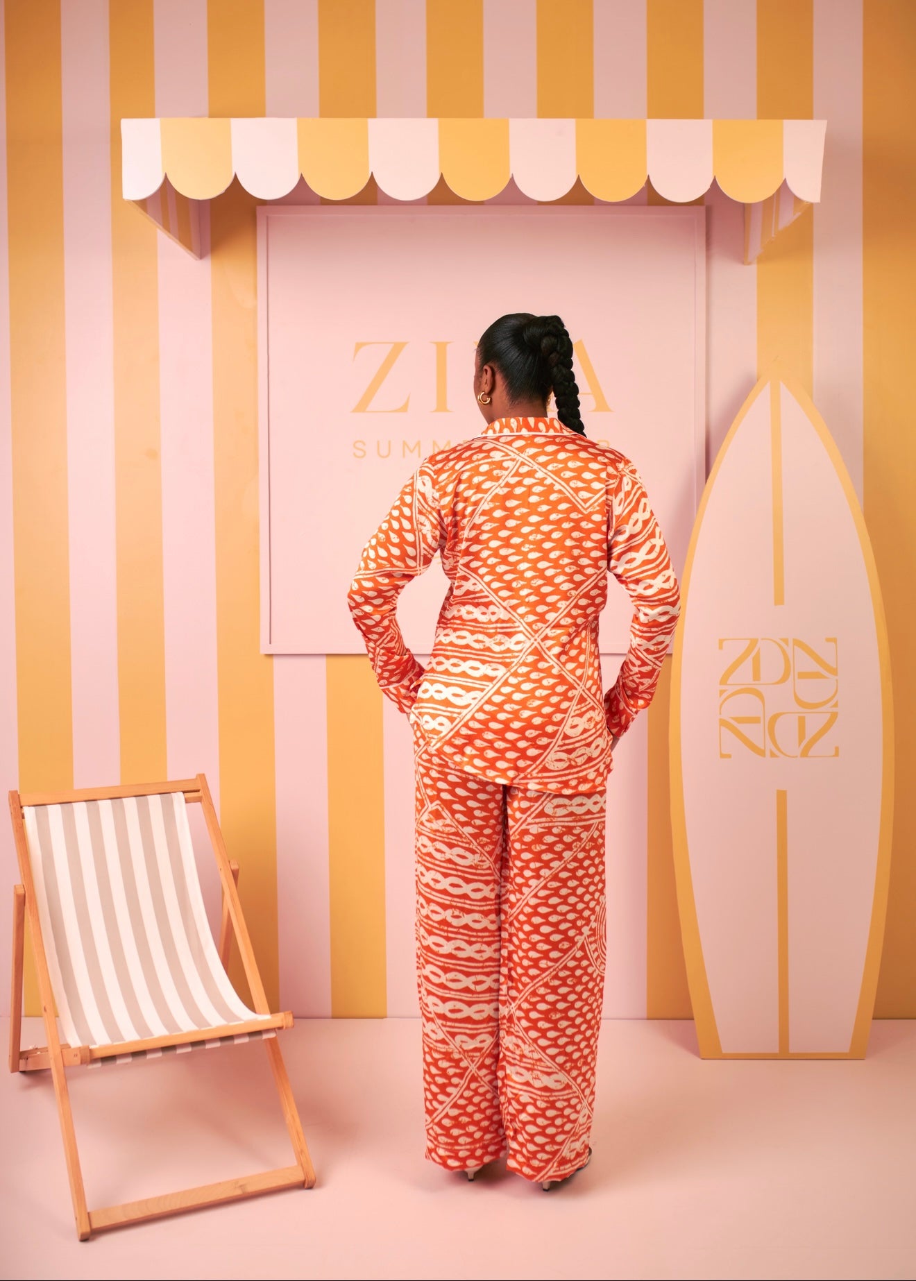 Silk PJ Set (Coral Current Print)