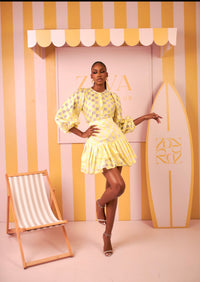 Ozinna Skirt Set (Lemon Mosaic Print)