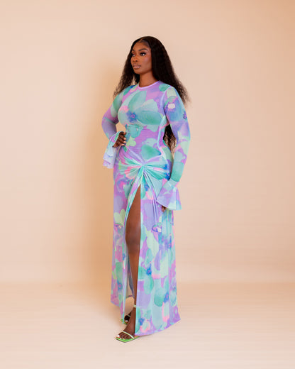 Milan Mesh Dress (Orchid Print )