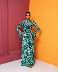 Neriah Mesh Dress (Lagoon Marble Print)