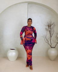 Rowena Mesh Dress (Sunset Mirage Print)