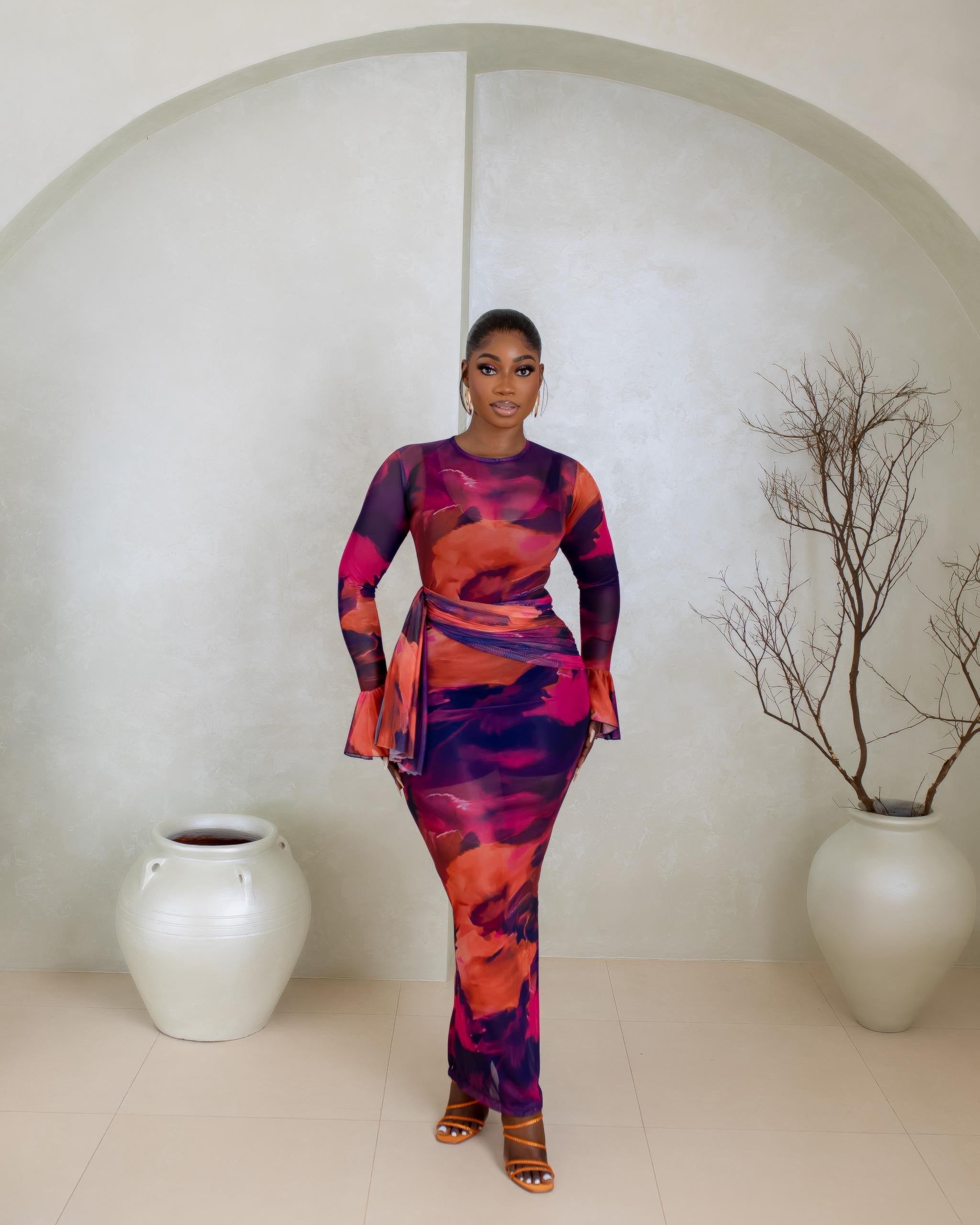 Rowena Mesh Dress (Sunset Mirage Print)