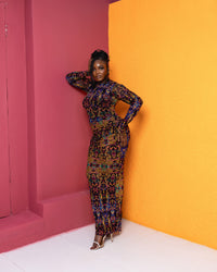 Renata Mesh Dress (Royale Print)