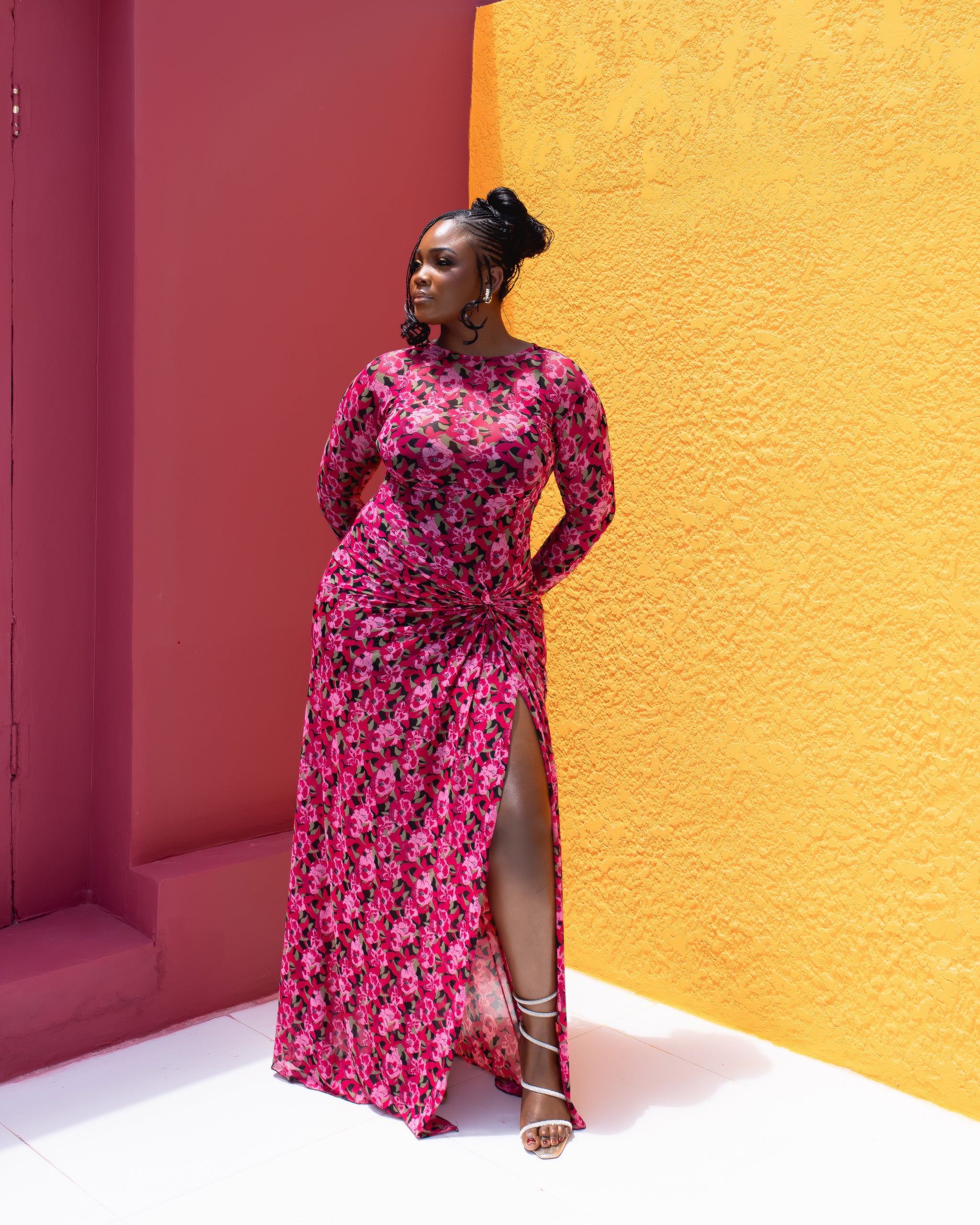 Milan Mesh Dress (Rosé Garden Print)