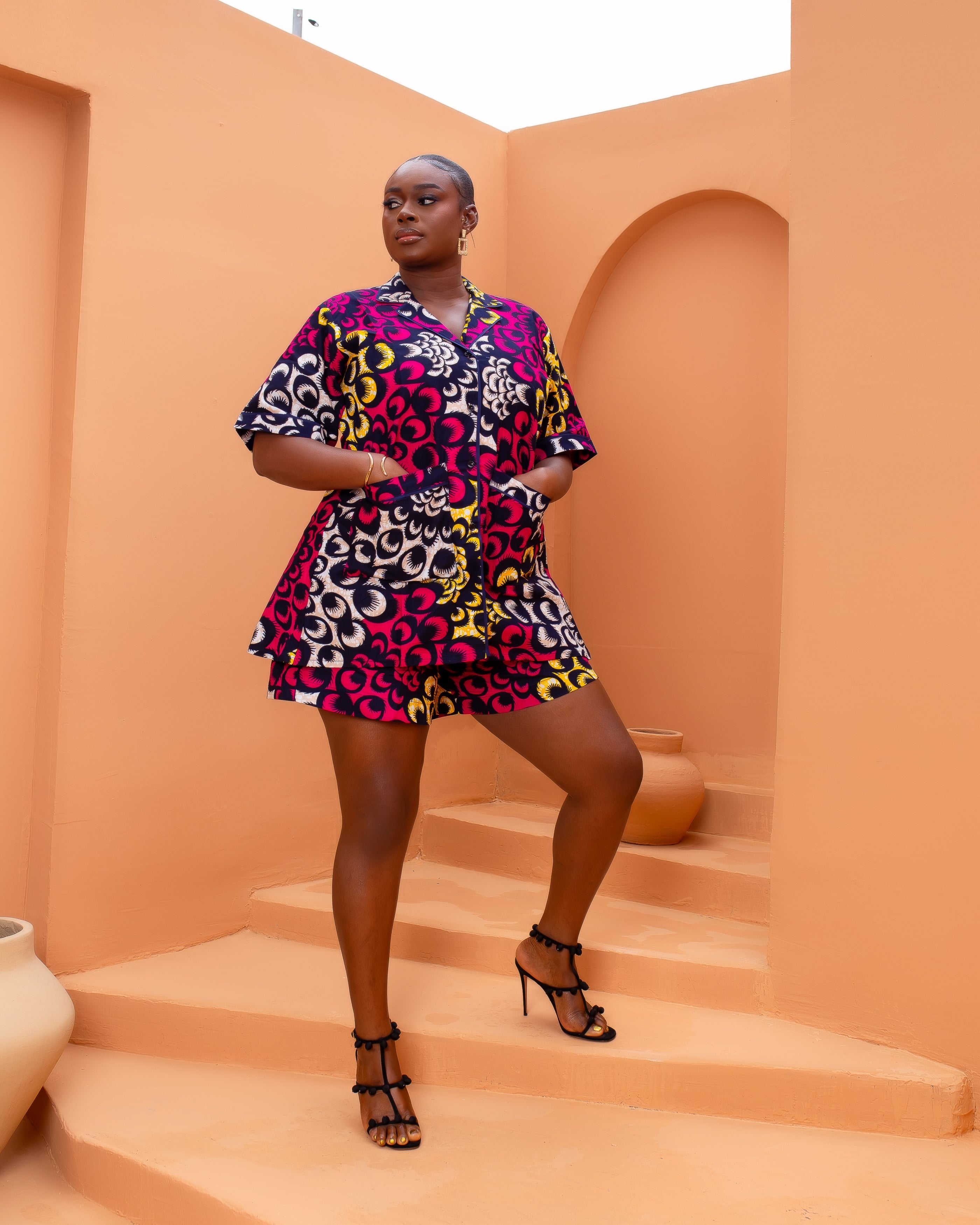 Aduke Ankara Short Set (sunset mosaic)