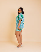 Silk Short Set (Mint Paisley)