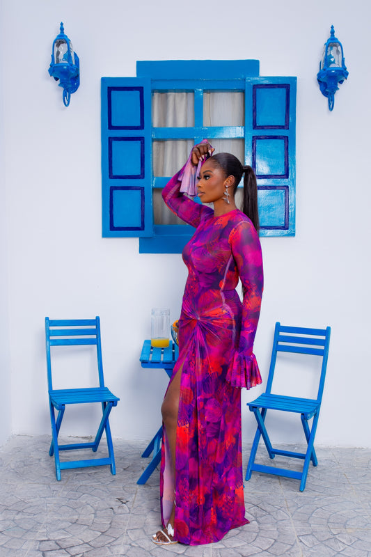 Milan Mesh Dress Purple Haze (Custom Print)