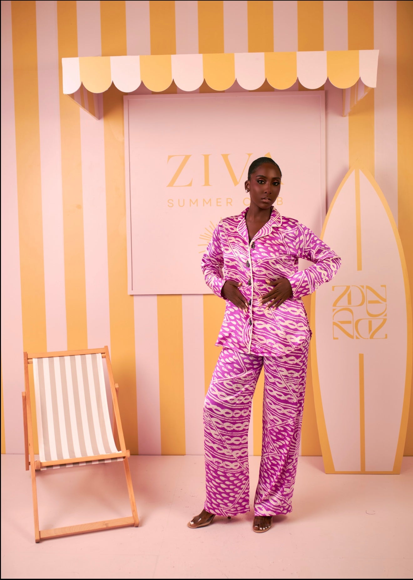 Silk PJ Set (Orchid Ripple Print)