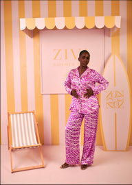 Silk PJ Set (Orchid Ripple Print)
