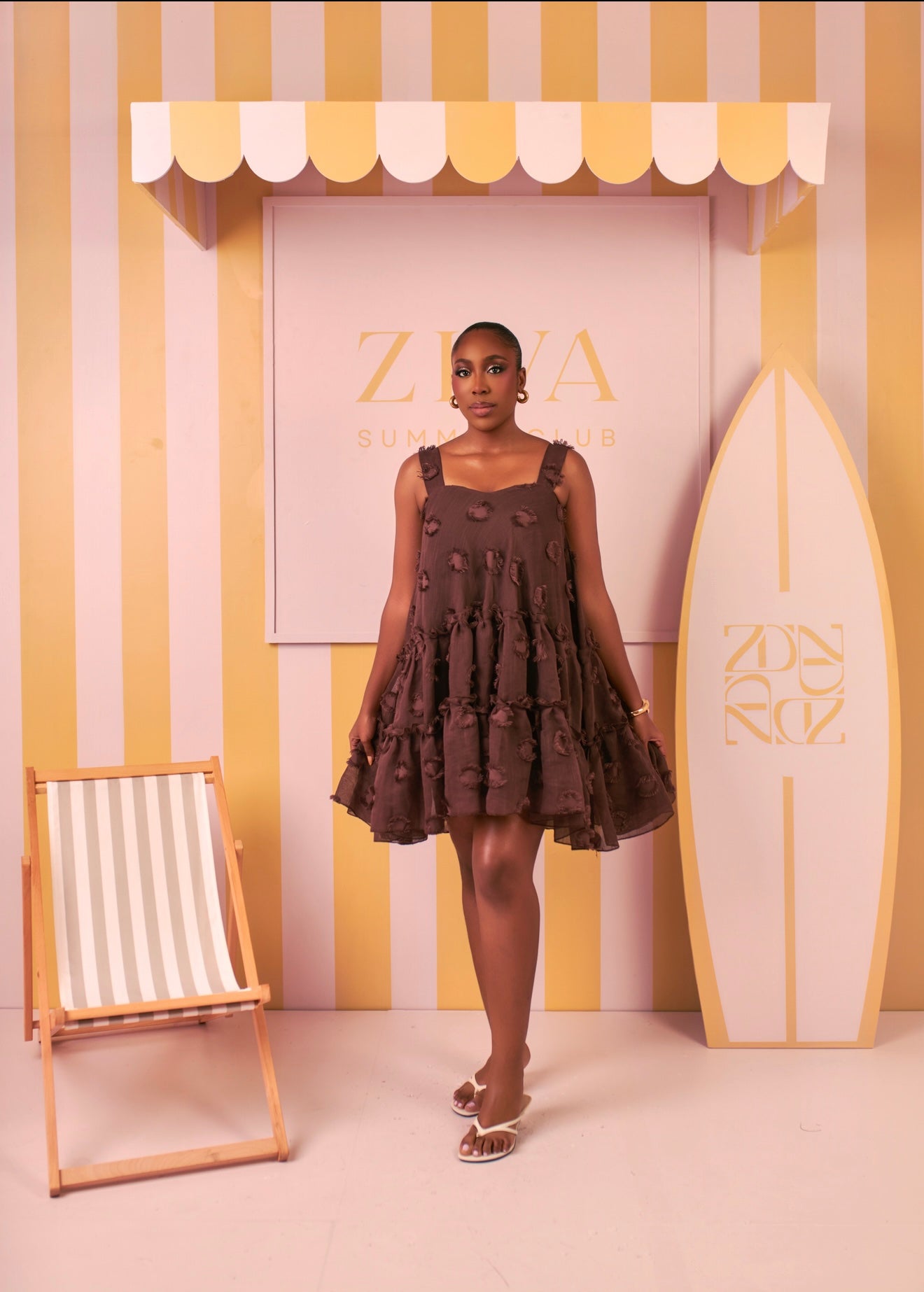 Elara Tiered Dress (Cocoa Petal Print)