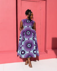 Anire Hand Beaded Ankara Dress(Royal Eclipse Print)