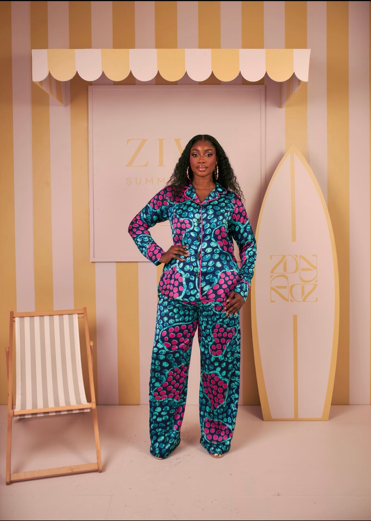 Silk PJ Set(Pebble Mosaic Print)