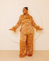 Feather Pj Set (Brown Feathers)