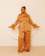 Feather Pj Set (Brown Feathers)