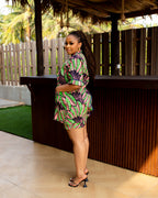 Aduke Ankara Short Set (Green & Pink)