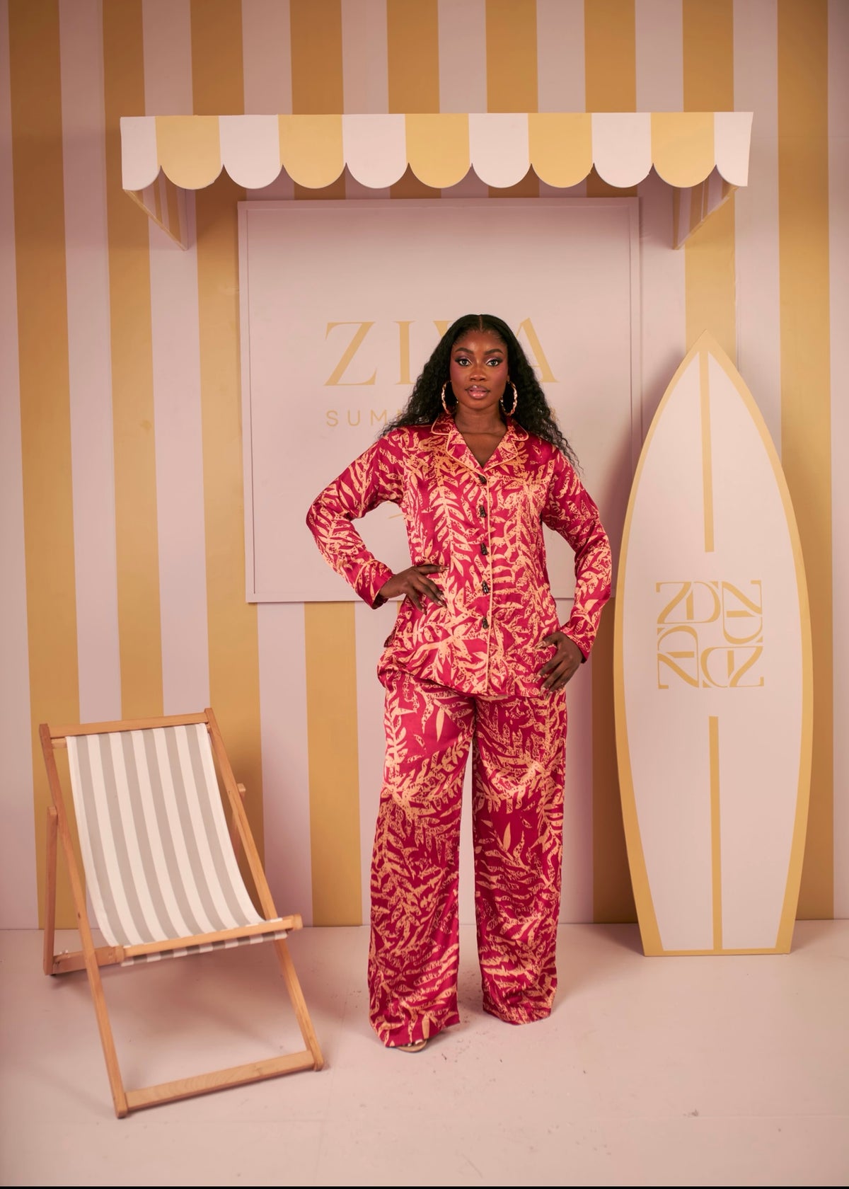 Silk PJ Set(Gilded Leaf Print)