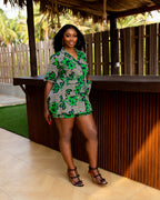 Aduke Ankara Short Set (Green & Black)