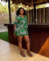 Aduke Ankara Short Set (Green & Black)