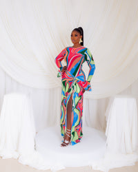 Milan Mesh Dress (Tropical Swirl)