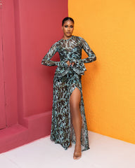 Milan Mesh Dress (Jade Mirage Print)