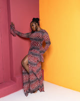 Milan Mesh Dress (Garnet Mirage Print)