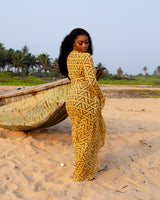 Milan Mesh Dress (Yellow Custom Print)