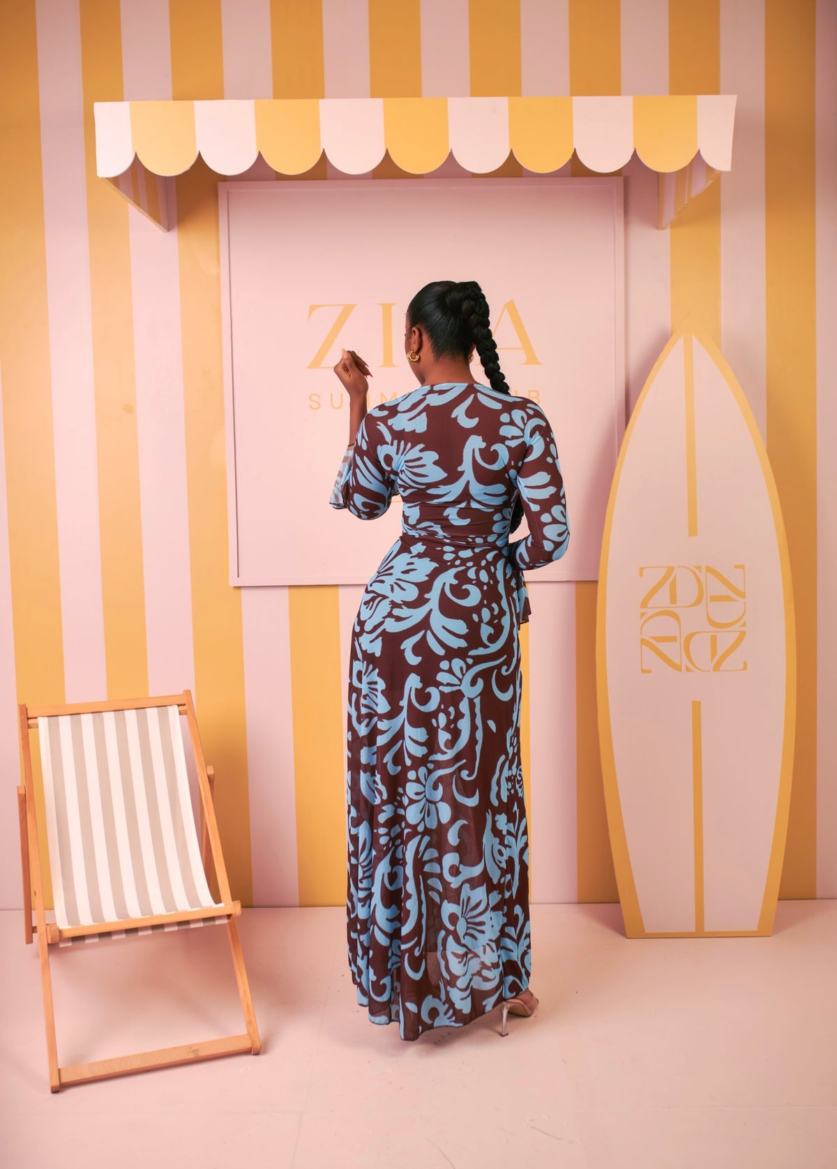 Milan Mesh Dress(Blue Crest print)