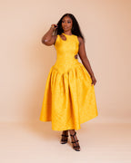 Zaraia Midi Dress (Golden Yellow )